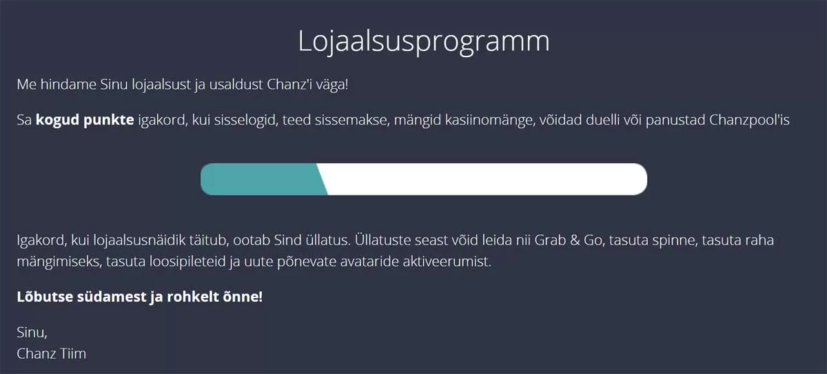 Chanz lojaalsusprogrammi pilt