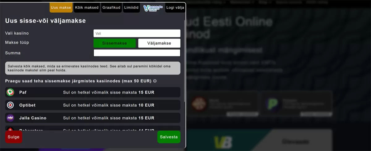 kasiino makse salvestamine kasiino makse salvestamine