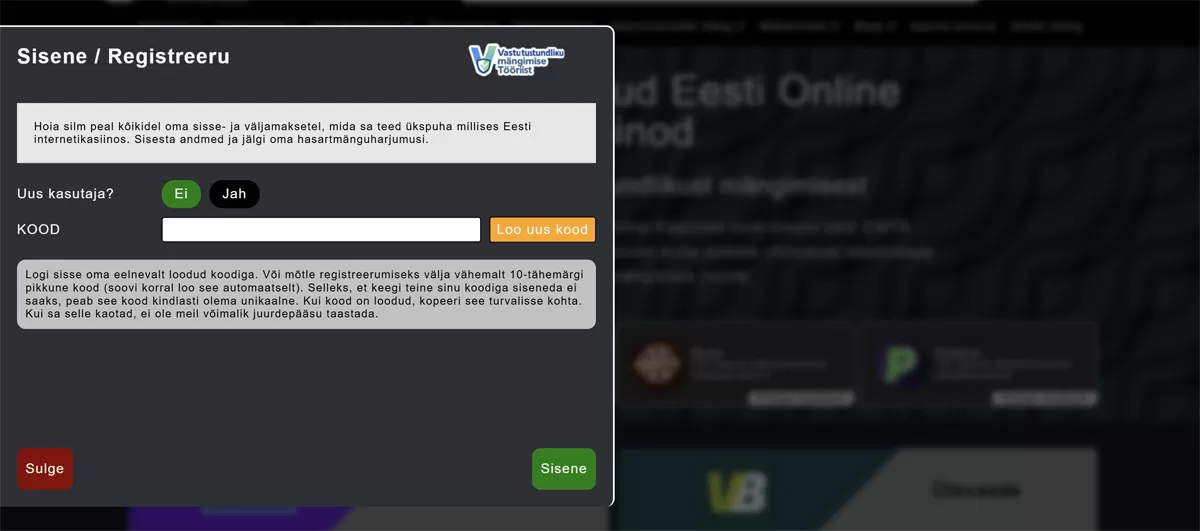 tooriista konto loomine tooriista konto loomine