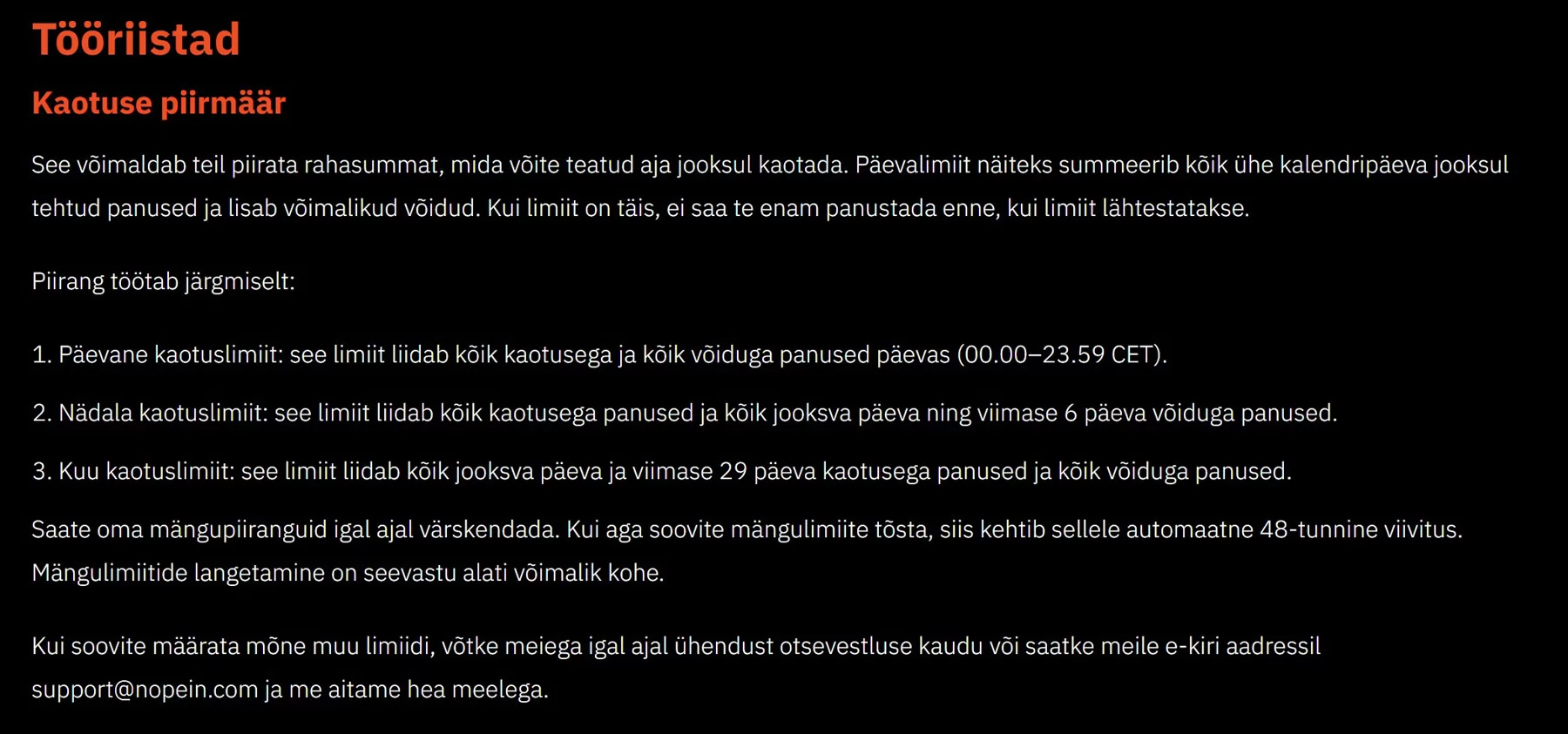Nopein limiitide teksti kuvatõmmis